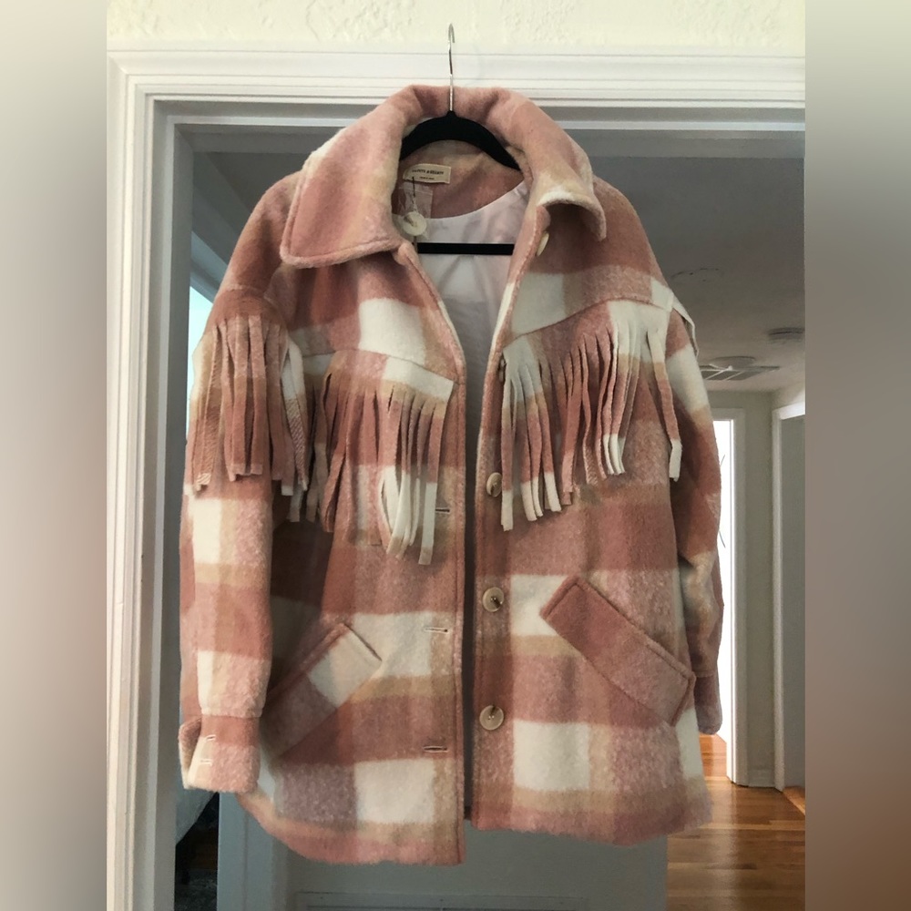 Blush Pink Plaid Shacket - Picture 1 of 4